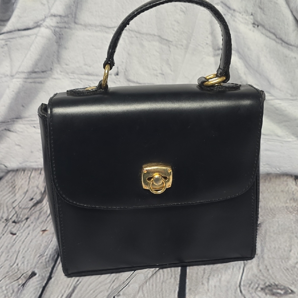 Amanda Smith Vintage Black Mini Bag with Gold Tone Hardware